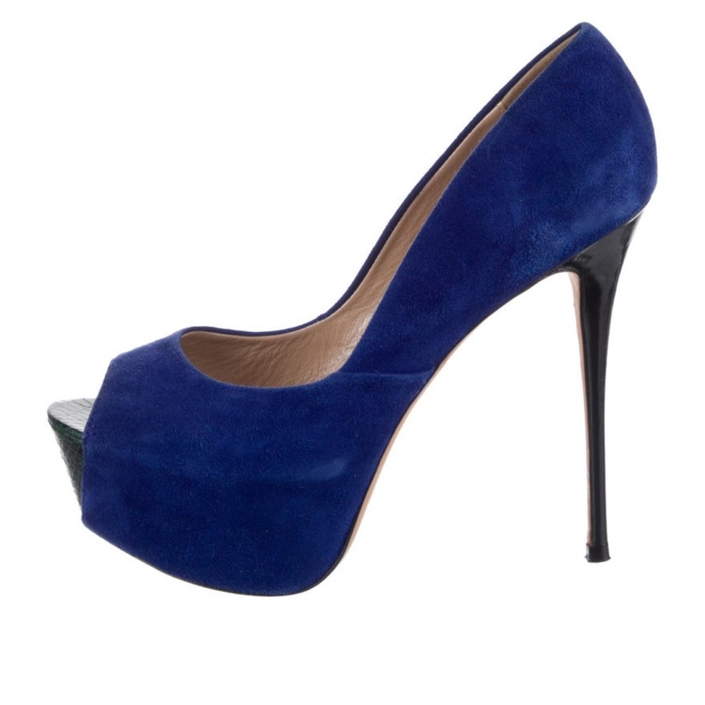 Chic Royal Blue Peep-Toe Heels